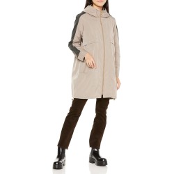 Coat made of different materials, combined with a two tone coat for women